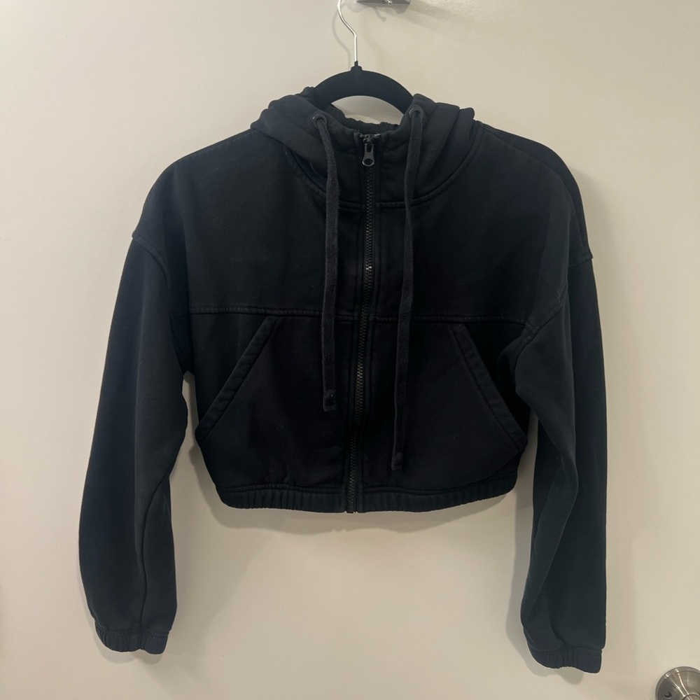 Black Women's Cropped Hoodie Jacket